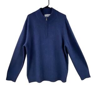 Seasalt Cornwall Mens Wool Tweed Reefpoint Sweater Size XL Blue Quarter Zip